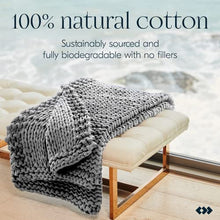 Load image into Gallery viewer, Handmade Chunky Knit Weighted Blanket 15 Pounds, 100% Cotton No Fillers, Breathable, Soft &amp; Calming, All-Season Evenly Weighted Throw (Light Gray)
