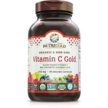 Load image into Gallery viewer, Organic Vitamin C Gold, Whole-food Vitamin C Supplement from Organic Berries and Fruits - NOT Synthetic Ascorbic Acid, 240 mg, 90 Capsules (Corn-free, Certified Organic, Vegan, Kosher, Non-GMO)
