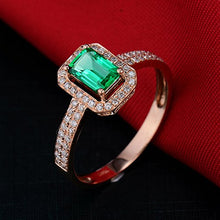 Load image into Gallery viewer, Jewelry Sets Vintage Natural Green Emerald Diamond 14K Solid Rose Gold Wedding Ring Set
