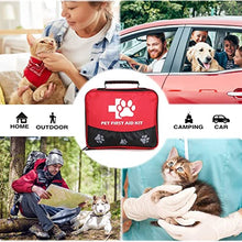 Load image into Gallery viewer, JUSAID Pet First Aid Kit, 105 Piece Nursing Supplies with Emergency Collar, First Aid Instructions and More Ideal for Home, Office, Travel, Car, Hiking, Any Emergencies for Pets, Dogs, Cats

