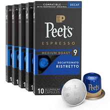 Load image into Gallery viewer, Peet's Coffee Espresso Capsules Decaffeinato Ristretto Intensity 9, 50 Count Single Cup Coffee Pods Compatible with Nespresso Original Brewers
