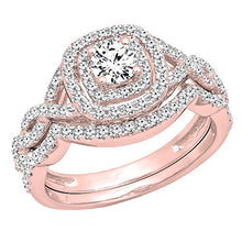 Load image into Gallery viewer, Dazzlingrock Collection 1.00 Carat (ctw) 14K White Diamond Swirl Bridal Halo Engagement Ring Set 1 CT, Rose Gold, Size 7
