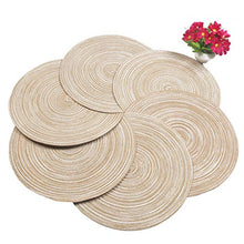 Load image into Gallery viewer, SHACOS Round Placemats Set of 4 Braided Glitter Round Table Placemats 15 inch for Wedding Holiday Party (Multicolor-Light Coffee, 4)
