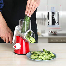 Load image into Gallery viewer, Cambom Rotary Cheese Grater Shredder Chopper Round Tumbling Box Mandoline Slicer Nut Grinder Vegetable Slicer, Hash Brown, Potato with Strong Suction Base
