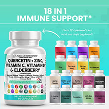 Load image into Gallery viewer, Quercetin 1000mg Zinc 50mg Elderberry Vitamin C 1000mg VIT D3 5000 IU for Lung Immune Defense Support Supplement w/ Bromelain, Artemisinin, Sea Moss, Probiotics, Garlic Immunity Allergy Relief Adults
