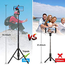 Load image into Gallery viewer, Selfie Stick Tripod,54" Extendable Tripod Stand with Cell Phone Mount Holder &amp; Rechargeable Wireless Remote,Lightweight, Compatible with iPhone &amp; Android Phone,Camera,Gopro
