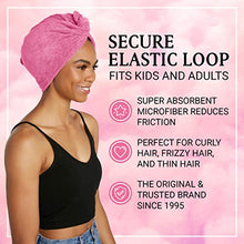 Load image into Gallery viewer, Turbie Twist Microfiber Hair Towel Wrap for Women and Men | 4 Pack | Bathroom Essential Accessories | Quick Dry Hair Turban for Drying Curly, Long &amp; Thick Hair (Pink, Blue, Grey, White)
