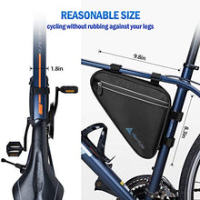 Load image into Gallery viewer, Hikenture Bike Storage Bag, Waterproof Triangle Bike Bag for MTB &amp; Road Bike, Top Tube Bike Frame Bag with 1.5L Capacity &amp; Mesh Pocket, Bicycle Accessories Pack Bike Pouch for Phone, Keys, Pump, Tools
