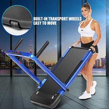 Load image into Gallery viewer, ANCHEER 2 in1 Folding Treadmill, 2.25HP Under Desk Electric Treadmill with Remote Control and Bluetooth Speaker &amp; LCD Monitor, Installation-Free, Exercise Fitness Machine for Home/Office Use (Blue)

