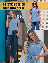 Load image into Gallery viewer, Lotusmile Blouses &amp; Button-Down Shirts, Collared Shirts for Women Short Sleeve Cute Chiffon Summer Button Up Business Top Fashion 2022 Spring Relaxed Fit Classy Formal Professional Dressy Blouse
