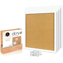 Load image into Gallery viewer, Elegant Boards 4 Pack Cork Bulletin Board 12"X 12" Square Wall Tiles, Modern White Framed Boards for Home and Office (Pushpins, Hardware and Template Included)
