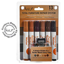 Load image into Gallery viewer, Katzco Furniture Repair Kit Wood Markers - Set of 13 - Markers and Wax Sticks with Sharpener - for Stains, Scratches, Floors, Tables, Desks, Carpenters, Bedposts, Touch-Ups, Cover-Ups, Molding Repair
