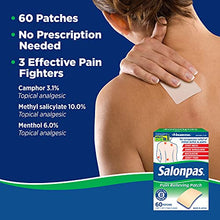 Load image into Gallery viewer, Salonpas Pain Relieving Patch for Back, Neck, Shoulder, Knee Pain and Muscle Soreness - 8 Hour Pain Relief - 60 Count
