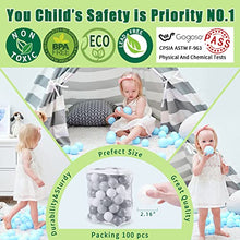 Load image into Gallery viewer, GOGOSO Ball Pit Balls - Plastic Play Pit Balls Crawl Balls with Color Grey, Light Grey, White for Baby Kids Playpen Pool, 2.2 Inch, 100 pcs
