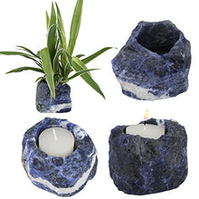 Load image into Gallery viewer, mookaitedecor Natural Sodalite Crystal Tea Light Candle Holder/Air Plant Holder Home Decor
