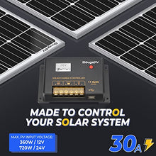 Load image into Gallery viewer, BougeRV Li 30Amp 12V/24V PWM Solar Charge Controller, Negative Ground Solar Panel Battery Regulator, with Backlit LCD Display, Adjustable Parameter, Dual USB Port, Charge Controller for Solar Panel
