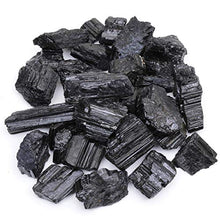 Load image into Gallery viewer, Dancing Bear Black Tourmaline Crystals Bulk (1 LB), Includes: (1) Selenite Stick &amp; Information Cards, Rough Raw Natural Stones for Good Vibes, Reiki Energy, EMF &amp; Radiation Protection, Made in USA

