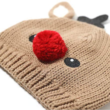 Load image into Gallery viewer, accsa Baby Unisex Rudolph Red Nose Reindeer Beanie Hat Fleece Lining Age 0-12M
