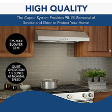Load image into Gallery viewer, Broan-NuTone BCSQ130SS Three-Speed Glacier Under-Cabinet Range Hood with LED Lights ADA Capable, 1.5 Sones, 375 Max Blower CFM, 30", Stainless Steel
