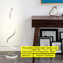Load image into Gallery viewer, Brightech Allure - 32” Bright LED Spiral Lamp Gets Compliments - Modern Curved Pole Light for Bedrooms &amp; Living Rooms - Floor Standing/End Table Lamp with Built In Dimmer Switch - Platinum
