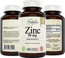 Load image into Gallery viewer, Zinc 50mg [High Potency] Supplement - Immune Support System from Natural Zinc (Oxide/Citrate) 100 Tablets, Made by Nature’s Potent.
