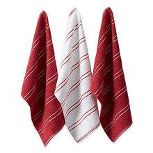 Load image into Gallery viewer, Ribbed Terry Kitchen Dish Towels (16x26" Set of 6 - Assorted Red &amp; White) Absorbent &amp; Durable for Wiping Down Countertops, Dusting, or Drying Dishes
