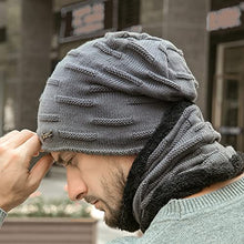 Load image into Gallery viewer, BCDlily Winter Warm Beanie Hats Scarf Set for Men Women Thick Fleece Lined Knit Hats Skull Cap Neck Warmer (Gray)

