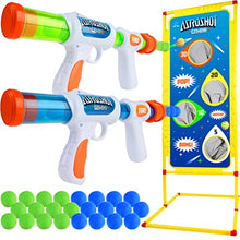 Load image into Gallery viewer, USA Toyz Astroshot Gemini Shooting Games for Kids - 2pk Soft Foam Ball Popper Toy Foam Blasters and Guns, 2-Player Toy Guns Set with Standing Shooting Target and 24 Soft Foam Balls
