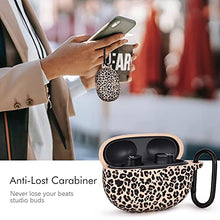 Load image into Gallery viewer, AIRSPO Case for Beats Studio Buds Silicone Floral Printed Protective Beats Studio Buds Earbuds Headphones Case Cover Skin with Keychain (Khaki/Leopard)
