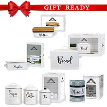 Load image into Gallery viewer, Home Acre Designs Farmhouse Kitchen Decor Metal and Stainless Steel Bundle-Bread Box-Galvanized Utensil Holder-Canister Set for Kitchen Counter-Butter Dish-Napkin Holder-Farmhouse Decor-House Decor
