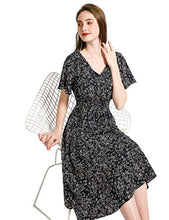 Load image into Gallery viewer, Gardenwed Floral Chiffon Dresses for Women Flowy Homecoming Cocktail Dress Summer Beach Sun Dress Navy Small Flower S
