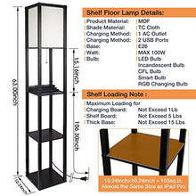 Load image into Gallery viewer, 3-in-1 Shelf Floor Lamp with 2 Fast Charging USB Ports and 1 Power Outlet, 3-Tiered LED Shelf Floor Lamp, Shelf &amp; Storage &amp; LED Floor Lamp Combination, Modern Standing Light for Living Room, Bedroom
