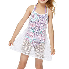 Load image into Gallery viewer, CinCili Girls Swim Cover Ups Beach Crochet Mesh Crossback Swimsuits Cover Up Dress for Girls 4-12 Years (S, baise)
