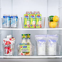 Load image into Gallery viewer, HOOJO Refrigerator Organizer Bins - 2pcs Clear Plastic Bins For Fridge, Freezer, Kitchen Cabinet, Pantry Organization and Storage, BPA Free Fridge Organizer, 12.5" Long-Medium
