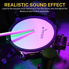 Load image into Gallery viewer, Donner DED-200 Electric Drum Set Electronic Kit with Mesh Head 8 Piece, Drum Throne, Sticks Headphone and Audio Cable Included, More Stable Iron Metal Support Set
