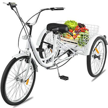 Load image into Gallery viewer, Adult Tricycle Bike 1/7 Speed 3-Wheel for Shopping W/Installation Tools Three-Wheeled Bicycle for Men and Women
