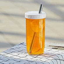 Load image into Gallery viewer, 4 Pack Glass Cups Set 24oz Mason Jar with Lid and Straw,4 Clean Brush, Reusable Bubble Tea Cup, Mason Jars Glass Cups,Iced Coffee Cup,Wide Mouth Smoothie cup, Boba Cup, Mason Jar Drinking Glasses
