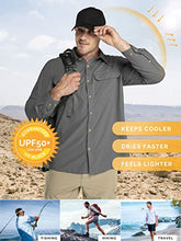 Load image into Gallery viewer, 33,000ft Men's Long Sleeve Sun Protection Shirt UPF 50+ UV Quick Dry Cooling Fishing Shirts for Travel Safari Camping Hiking Grey
