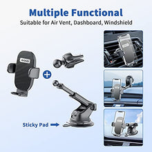 Load image into Gallery viewer, 3-in-1 Suction Cup Phone Holder Windshield/Dashboard/Air Vent, Oqtiq Dashboard &amp; Windshield Suction Cup Car Phone Mount with Strong Sticky Gel Pad, Compatible with iPhone, Samsung &amp; Other Cellphone
