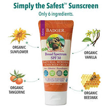 Load image into Gallery viewer, Badger - SPF 30 Kids Sunscreen Cream with Zinc Oxide for Face and Body, Broad Spectrum &amp; Water Resistant Reef Safe Sunscreen, Natural Mineral Sunscreen with Organic Ingredients 2.9 fl oz (3 pack)
