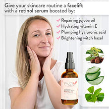 Load image into Gallery viewer, Natural Vitamin A Retinol Serum 2.5%, XL 2 oz. Bottle – Anti-Aging Serum + Vitamin E Oil, Jojoba Oil, Witch Hazel – Hyaluronic Acid Serum for Face Fades Wrinkles, Dark Spots, Damage by Eva Naturals
