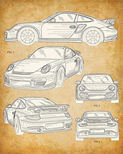 Load image into Gallery viewer, Original Porsche Patent Prints - Set of Four Photos (8x10) Unframed - Makes a Great Gift Under $20 for Car Lovers
