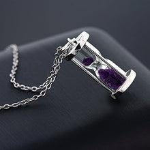 Load image into Gallery viewer, Gem Stone King 925 Sterling Silver Amethyst Dust Hourglass Pendant Necklace with 0.75 Ct with 18 Inch Silver Chain
