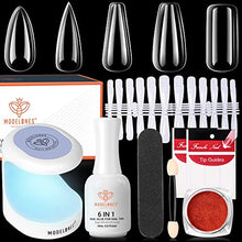 Load image into Gallery viewer, Modelones Gel Nail Polish, Nail Tips and Glue Gel Kit, 6pcs Nude Brown Glitter Gel Polish, Ultra-Portable LED Nail Lamp, Upgraded 15ml 6-in-1 Nail Glue with 240Pcs Press on Nails Nail Art Acrylic Nail
