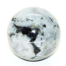 Load image into Gallery viewer, Healing Crystals India Traditional Natural Blue Feldspar Gemstone Sphere Ball Metaphysical Yoga Meditation Energy Generator, 50 MM (Rainbow Moonstone w/Black Tourmaline)
