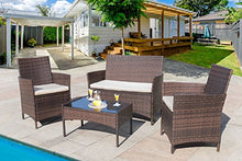 Load image into Gallery viewer, Homall 4 Pieces Outdoor Patio Furniture Sets Rattan Chair Wicker Set, Outdoor Indoor Use Backyard Porch Garden Poolside Balcony Furniture Sets (Brown and Beige)
