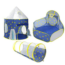 Load image into Gallery viewer, ELEOPTION Kids Play Tent Indoor Outdoor 3-in-1 Space Ship Play Tent for Boys Girls, Babies and Toddlers, Folding Kids Play Tent with Tunnel, Ball Pit Playhouse
