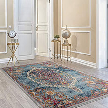 Load image into Gallery viewer, Ottomanson RIX3262-5X7 Rixos Medallion Vintage Area Rug, 5'3" x 7', Turquoise
