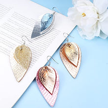 Load image into Gallery viewer, Florideco 16 Pairs Leopard Faux Leather Earrings for Women Layered Leather Petal Leaf Lozenge Teardrop Dangle Earrings Lightweight
