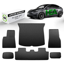 Load image into Gallery viewer, HEA #1 Tesla Model Y Floor Mats 2021 2022 21 22 All Weather Waterproof Modern Honeycomb Rubber - Black Interior Trunk Frunk Storage
